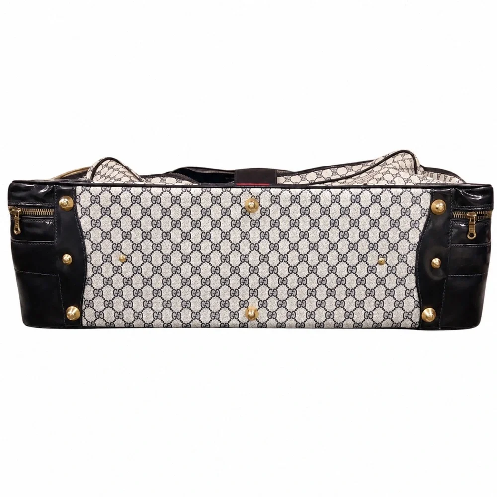 GUCCI SUPREME Sherry Line Navy GG Web Monogram Navy Suitcase COA